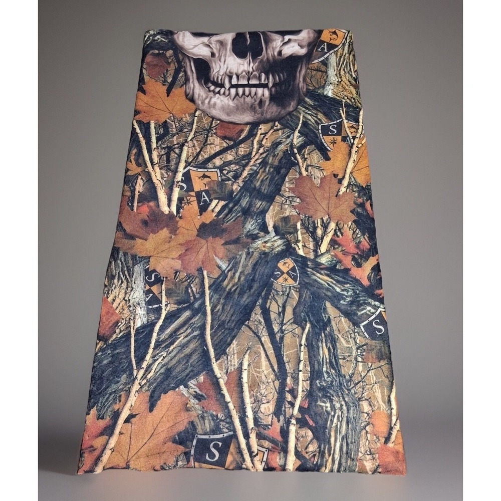 SA Co Skull Forest Camo Neck Gaiter Face Shield Mask Mens Brown Orange‎ Tactical